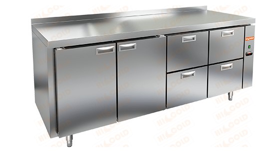 Холодильный стол HICOLD SN 1122/TN P, без агрегата, 2 двери, 4 ящика (-2...+10°С)